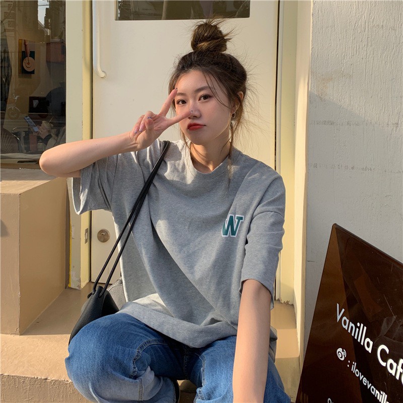 Korean เสื้อยืดเกาหลี W ผ้าคอนตอน USKIE โอเวอร์ไซส์ รูปที่ 6