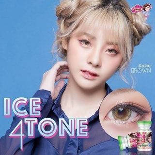 คอนแทคเลนส์ บิ๊กอาย สายฝอ. รุ่น Ice 4 Tone สีเทา/ตาล Gray/Brown มีค่าสายตา (0.00)-(-4.50)