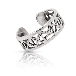 MachuSilver แหวนนิ้วเท้าเงินแท้ 925 Sterling Silver เชือกบิด X พร้อมถุงกำมะหยี่