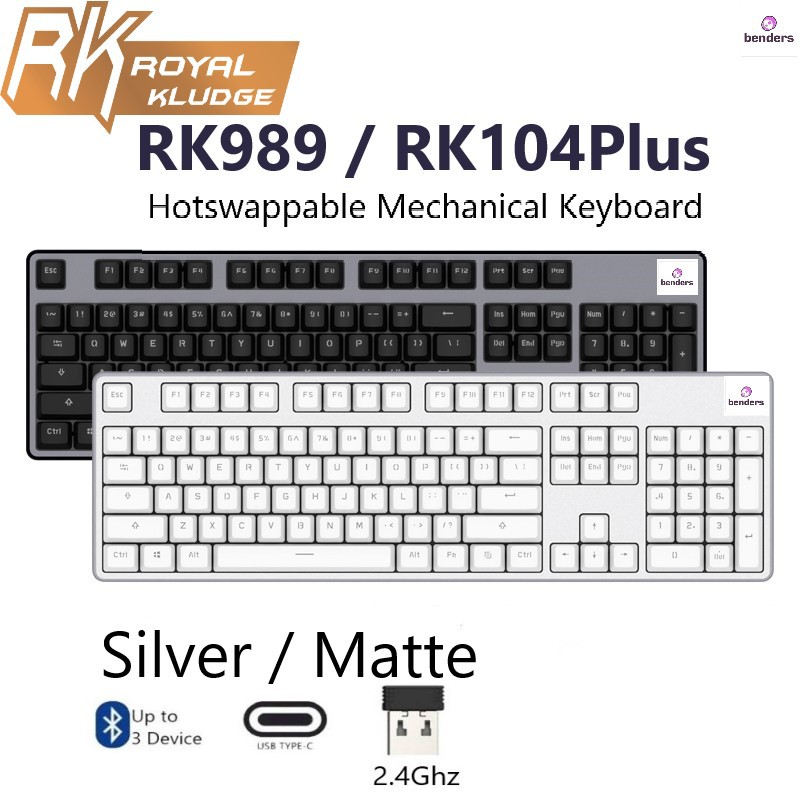 Royal Kludge Rk989 Rk104 Plus Wireless bluetooth mechanical keyboard คีย์บอร์ดอลูมิเนียมไร้สายบลูทูธ 5.0 2.4G Usb Dongle Dongle Type-C Mac