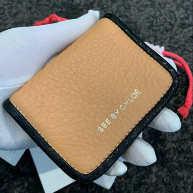 ใหม่กิ้ก #Chloe' Leather Card Holder Bag With black edge กระเป๋าใส่บัตร See By Chloe'