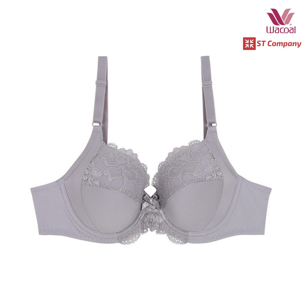 ชุดชั้นใน Wacoal Basic Bra สีเทาอ่อน (LI) รุ่น WB9893 รูปแบบ 4/5 Cup ลายลูกไม้ มีโครง โอบกระชับเต้าท