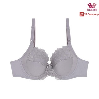 ชุดชั้นใน Wacoal Basic Bra สีเทาอ่อน (LI) รุ่น WB9893 รูปแบบ 4/5 Cup ลายลูกไม้ มีโครง โอบกระชับเต้าทรง เสื้อใน วาโก้ บรา