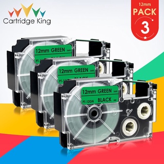 3PK Compatible for Casio XR-12GN Labeling Tape Cartridge Black on Green 12mm KL-60 KL-120 KL-HD1 KL-P350W Printer