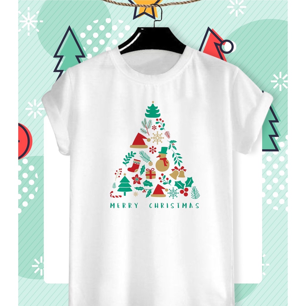 เสื้อยืดลายเสื้อลายปีใหม่ Merry Christmas 2024 ผ้า TK ใส่สบาย สีสันสดใส ใส่สบาย ไม่ยืดไม่ย้วย
