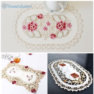 SWTDRM- ~Tablecloth Mat 30*45cm Dining Embroidered Fabric Floral Lace Place Table-【Sweetdream】