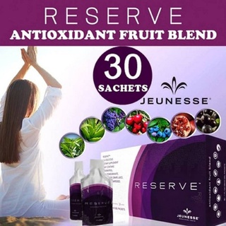 Jeunesse Reserve อาหารเสริมแบบเจล สารสกัดจากเมล็ดองุ่น  1 กล่องมี30ซองReserveคือการผสมผสานพฤกษเคมีที่สำคัญจากผลไม้ 7ชนิด