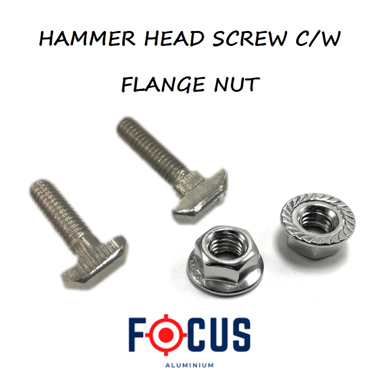 HAMMER HEAD SCREW PROFILE SLOT SCREW C/W FLANGE NUT สําหรับ ALUMINIUM PROFILE 4040 4080 4545 4590