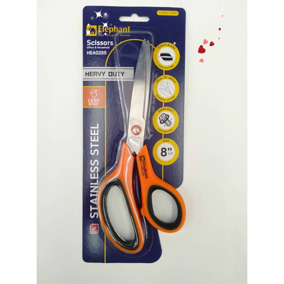 กรรไกรสแตนเลส สำหรับงานหนัก HEA 0175/0285/0390 ขนาด 7.75-9 นิ้ว Elephant ตราช้าง Stainless steel heavy duty sci