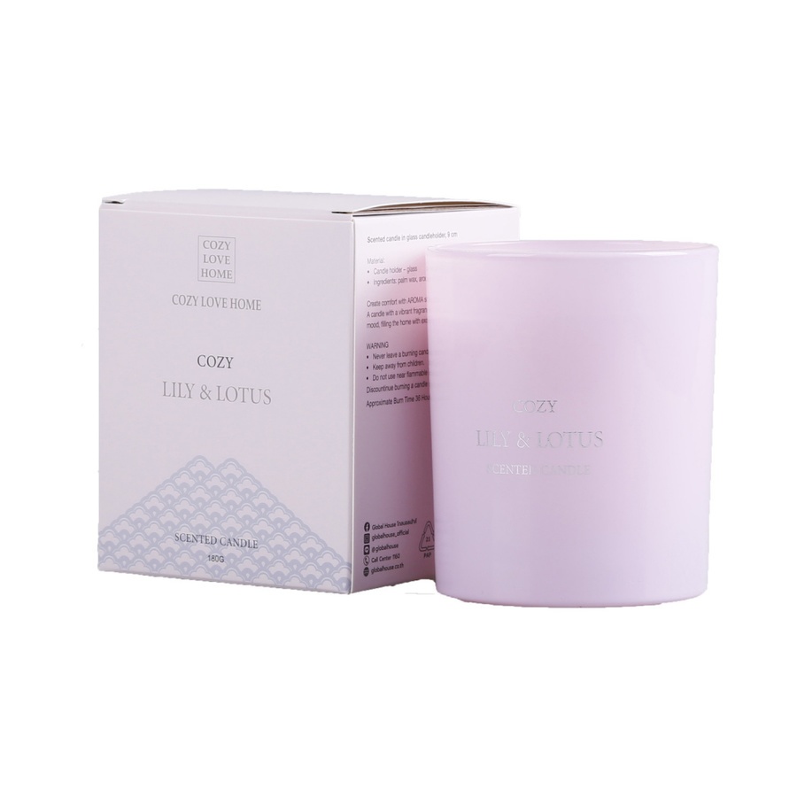 GlobalHouse COZY เทียนหอม Lily & Lotus 8.2x9.8 ซม. สีม่วง สินค้าของแท้คุณภาพดี