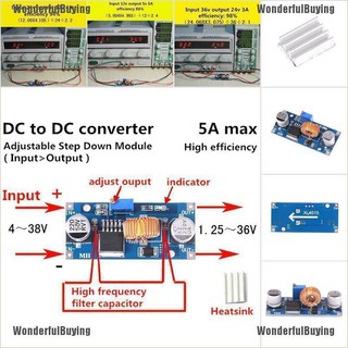 {WonderfulBuying} ตัวแปลงแรงดันไฟฟ้า DC-DC 4V-38v เป็น 3.3V 12V 24V 5A