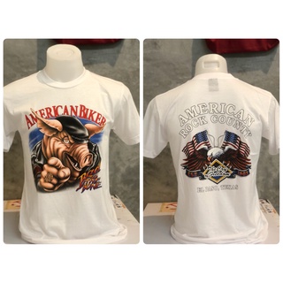 เสื้อยืดผ้าฝ้ายพิมพ์ลายขายดี สไตล์มินิมอล หมูชี้หน้าขาว เสื้อสีขาว เสื้อวินเทจ ลายหมู่ชี้หน้า เสื้อฮาเล่ย์ เสื้อยืดคอกลม