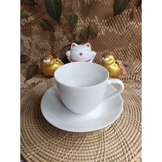 ชุดกาแฟพร้อมจานรองสีขาวมี2ขนาดให้เลือก