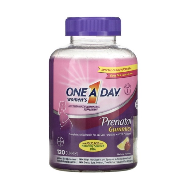 One-A-Day, Women's Prenatal Gummies with Folic Acid and DHA, Multivitamin/Multimineral Supplement, 1