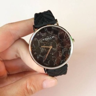 (ผ่อน0%) นาฬิกา 🌻Coach🌻Coach Perry Ladies Analog Casual Black Band  14503028 หน้าปัดกลม ลายซี กลิตเตอร์ 34 มม. สายสีดำ