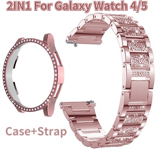 สายนาฬิกาข้อมือโลหะ ประดับเพชร 40 มม. 44 มม. สําหรับ Samsung Galaxy Watch 4 5 5pro Classic Band 42 มม. 46 มม. 44 45 มม. Galaxy Watch5 40 มม. 44 มม.