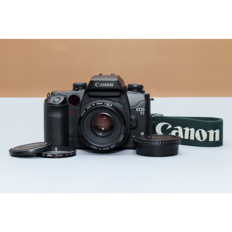 ขายกล้องฟิล์ม 🔥SLR Canon EOS 55 Black Body ✨ MINT สภาพดีมาก✨พร้อมเลนส์ Fix f/1.8