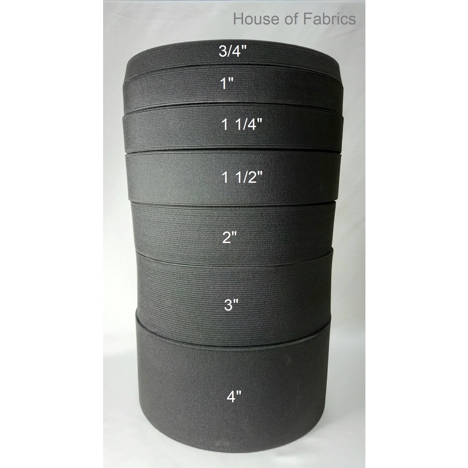 ยางยืด ยางยืดยกม้วน ยางขอบกางเกง สีดำ คุณภาพดี 3/4 นิ้ว, 1 นิ้ว, 1 1/4 นิ้ว, 1 1/2, 2 นิ้ว, 3 นิ้ว และ 4 นิ้ว ยาว 36 หลา