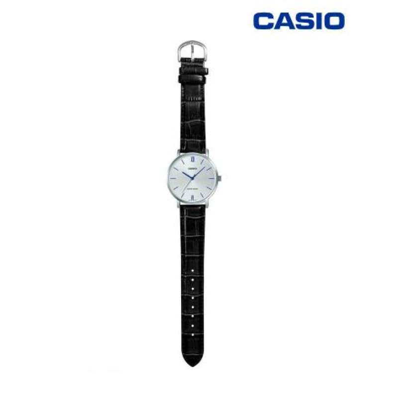 Win Watch shop นาฬิกา Casio รุ่น LTPVT01L7B1 นาฬิกาผู้หญิง สายหนังสีดำ หน้าปัดสีขาวรับประกัน CMG 1 ป