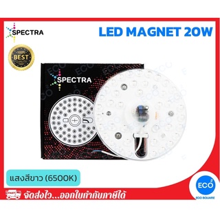 SPECTRA แผงไฟไส้โคมซาลาเปา แผงไฟแม่เหล็กวงกลมแบบเต็มแผ่น LED Magnet ขนาด 20W แสงสีขาว 6500K
