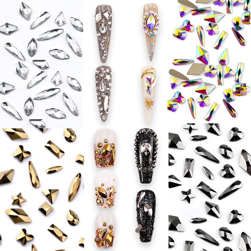 หินคริสตัล พลอยเทียม หลากสี สําหรับตกแต่งเล็บ