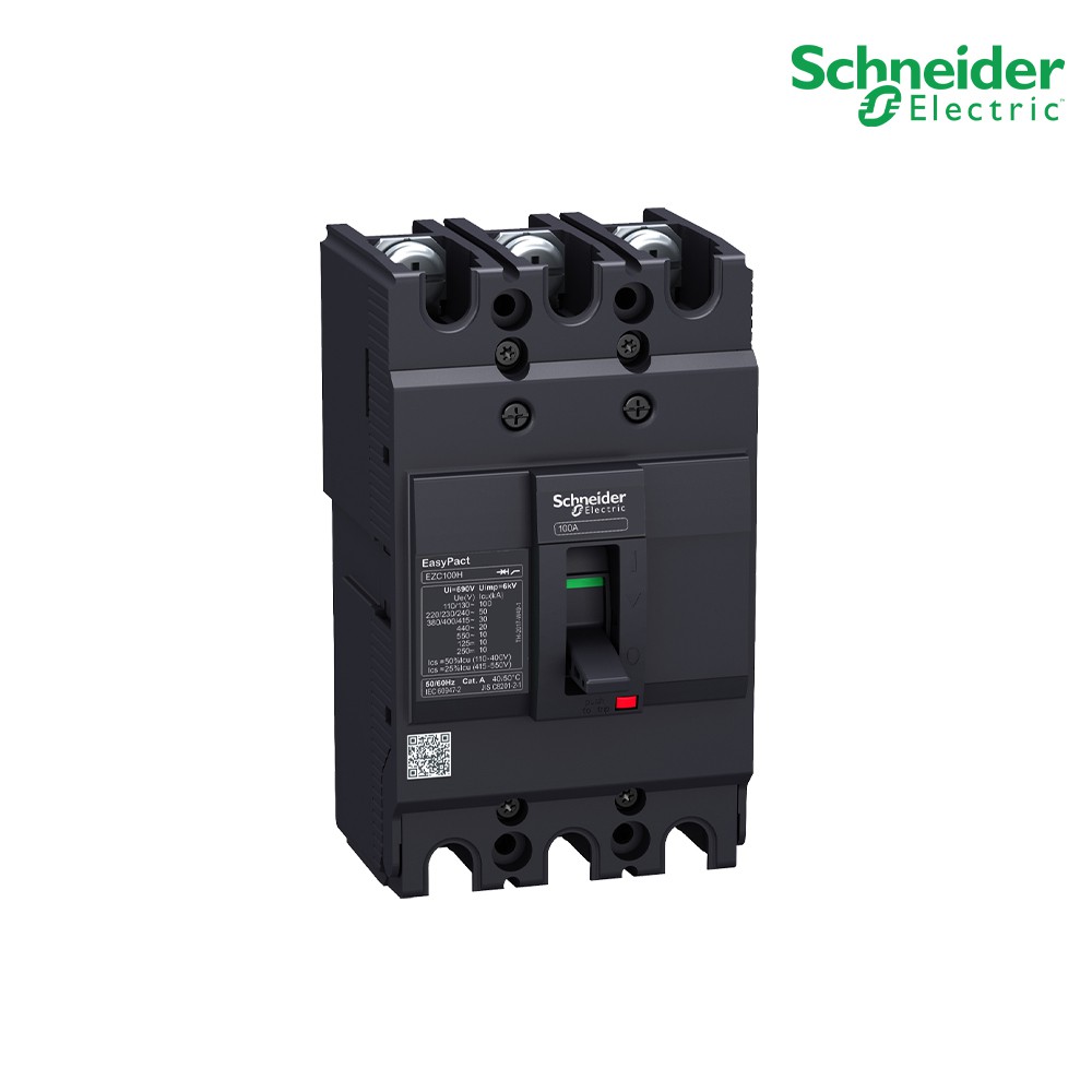 Schneider EZC เซอร์กิตเบรกเกอร์สวิตช์ตัดตอนอัตโนมัติ (MCCB) 30A  3Pขนาดเฟรม 100A (30kA)_EZC100H3030T