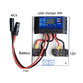 ชุดนอนนา ชาร์จเจอร์โซล่าร์เซลล์ 30A สำเร็จ พร้อมสาย PV#4 และเทอร์มินอลต่อสาย