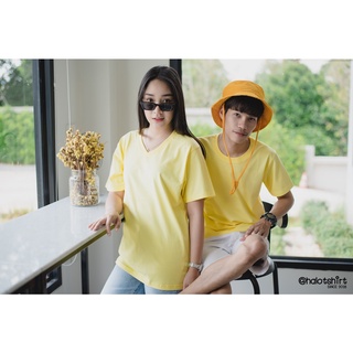 halotshirt เสื้อยืดสีพื้น เสื้อยืดสีพื้นผู้ชาย เสื้อยืดสีพื้นผู้หญิง เสื้อยืด เสื้อยืดแขนสั้น สีเหลืองพาสเทล