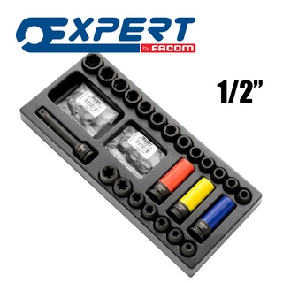 Expert 1/2"(4 หุน) ชุดลูกบล็อกลม/ลูกบล็อกกระแทก พร้อมอุปกรณ์ - 26 ชิ้น E041604