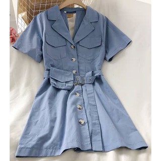 Button Front Mini Dress มินิเดรส เดรสสั้น เดรสกระดุมหน้า เดรสสวย เดรสผู้หญิง เดรสใส่เที่ยว เดรสน่ารัก Women dress