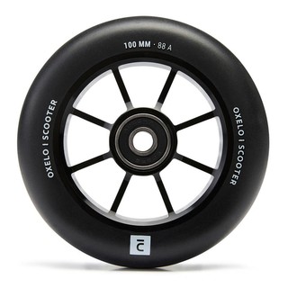 ล้ออะลูมิเนียม PU85A ขนาด 100 มม. (โครงสีดำและยาง) OXELO 100 MM ALUMINIUM PU85A WHEEL - BLACK FRAME AND RUBBER