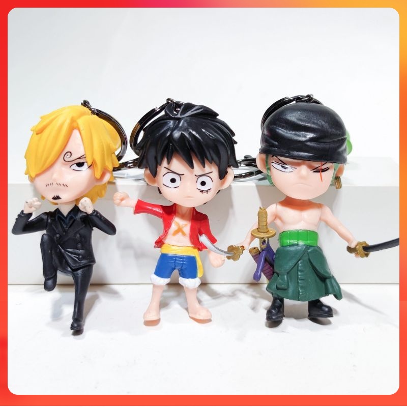 ANIME ONE PIECE LUFFY KEYCHAIN LUFFY FIGURIN KEYCHAIN 塑本