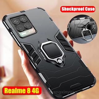 เคสมือถือกันกระแทกรถที่วางแหวนแม่เหล็ก Realme8  Realme 8 พลาสติกแข็ง Stand Holder Car Ring Phone Case Cover