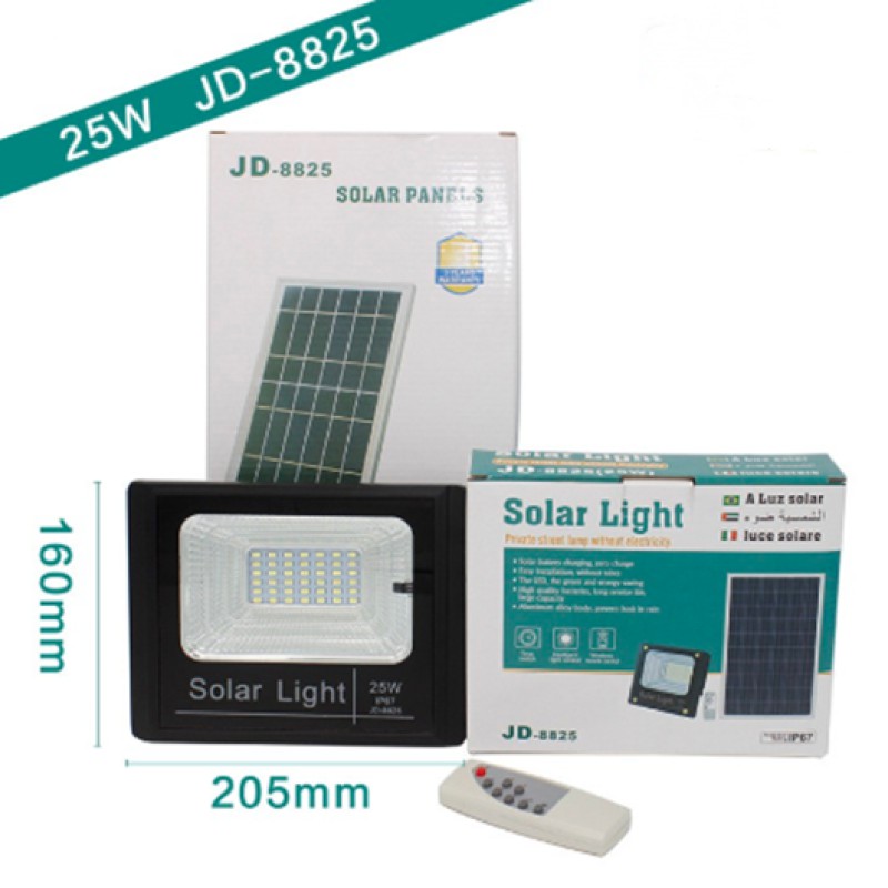 JDของแท้ 100% รุ่น 25W(JD-8825)ไฟโซล่าเซลล์ สปอตไลท์ Solar LED โซล่าเซลล์ สีขาว และ สีวอมไวท์