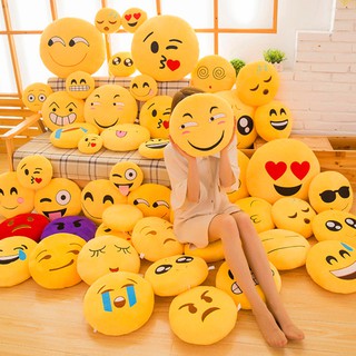 หมอน ลายอิโมจิน่ารัก แบบนิ่ม ทรงกลม ขนาด 15 30 ซม. สำหรับตกแต่งบ้าน