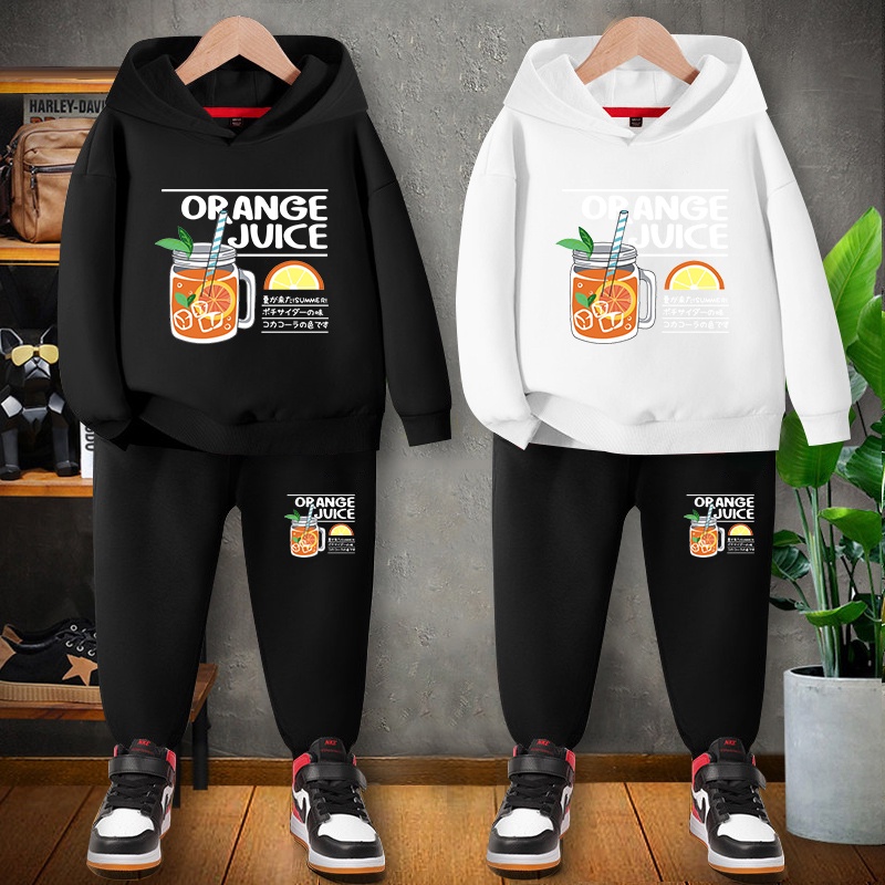 #E06+K06Bชุดเซ็ทเด็กเสื้อฮู้ด+กางเกงขายยาวได้ทั้งเด็กชายและเด็กหญิง ลายแฟชั่งสวยการ์ตูนน่ารัก