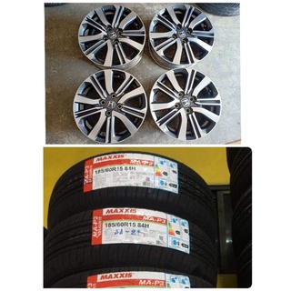 แม็ก Hondaขอบ15" พร้อมยางใหม่ใส่ jazz, city, brio, freed