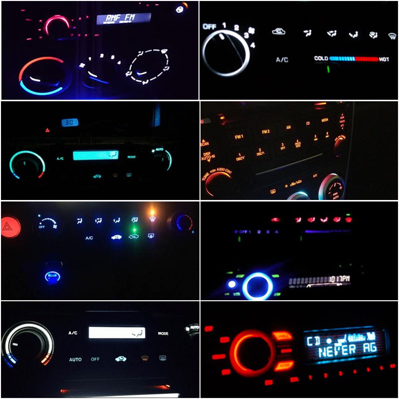 พร้อมสต็อกT5 แผง LED หลอดไฟหลอดไฟเมตรแดชบอร์ด Aircond เกียร์ความเร็วลูกบิด Shift RPM Gauge 5050 Lamp