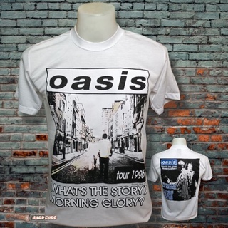 เสื้อยืดผ้าฝ้ายพิมพ์ลายขายดีเสื้อวง OASIS วงร็อค ไม่มีตะเข็บข้าง คอฟิต ป้ายUS เสื้อทัวร์ เสื้อวินเทจ วงร็อคต่างประเทศ