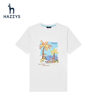 [100% Cotton] Hazzys Haggis เสื้อยืดลําลอง คอกลม แขนสั้น ผ้าฝ้าย พิมพ์ลาย แฟชั่นฤดูร้อน