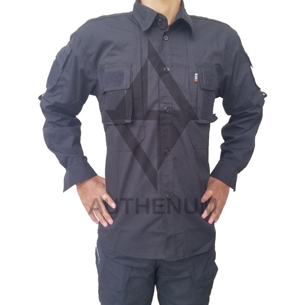 Hitam KEMEJA Special PDL Outdoor Field Tactical Series เสื้อเชิ้ตคอปกสีดํา | ออสธีนัม