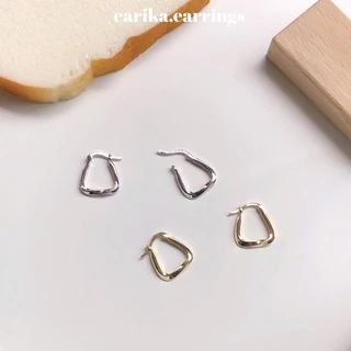 earika.earrings - trapezoid hoop ต่างหูห่วงสี่เหลี่ยมคางหมูก้านเงินแท้ชุบทองคำขาว/ทอง เหมาะสำหรับคนแพ้ง่าย