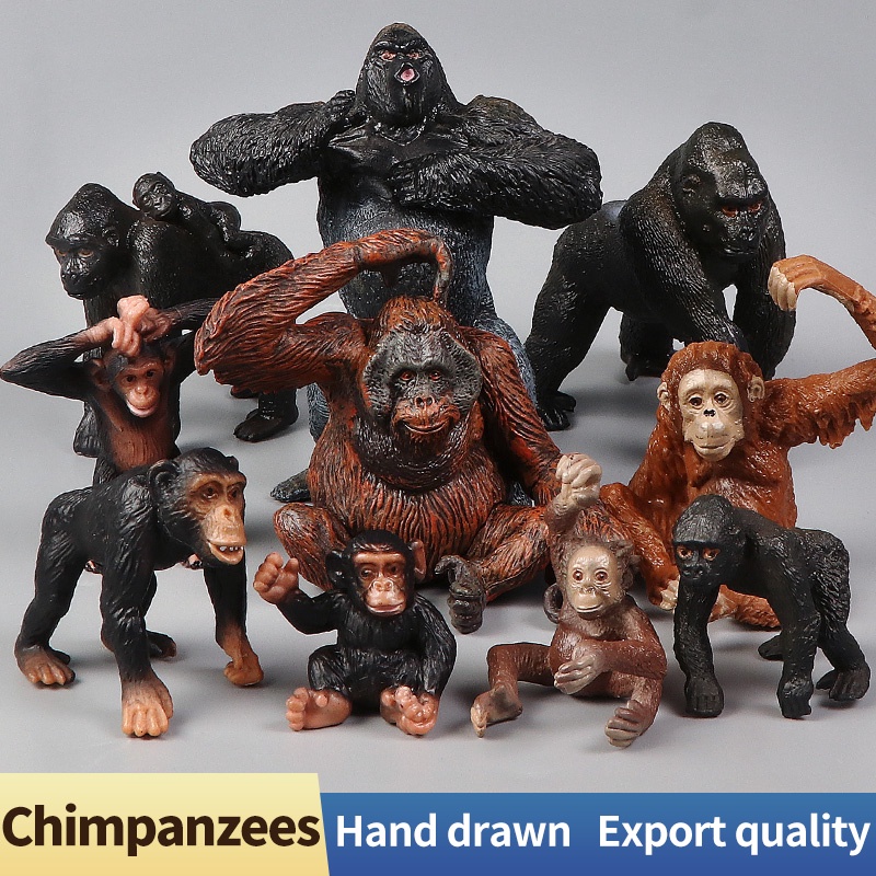 ใหม่ ชุดโมเดลฟิกเกอร์สัตว์ป่า กอริลล่า กองกําลัง Orangutan King Kong ของเล่นเสริมการเรียนรู้เด็ก
