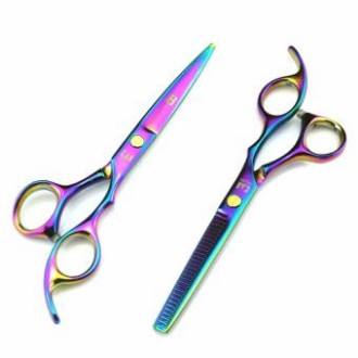 [จัดส่งฟรี]KASHO Hair Cutting Scissors ชุดกรรไกรตัดผมสีรุ้ง ขนาด 6 นิ้ว แถมฟรี กระเป๋าและหวี 3 ชิ้น