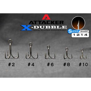 ตัวเบ็ด เบ็ดสามทาง ATTACKER X-DOUBLE TREBLE HOOKS สีดำ คุณภาพสูง แข็งแรงทนทาน ราคาถูก