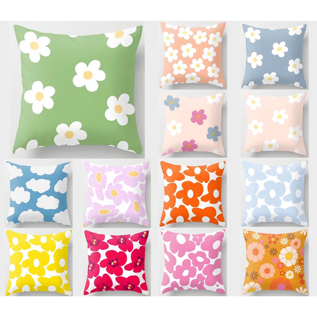 <COD> ผ้าคลุมเบาะ ลายดอกไม้สด 60x60.50x50.45x45.40x40.ปลอกหมอน แบบหนา สําหรับตกแต่งบ้าน โซฟา รถยนต์