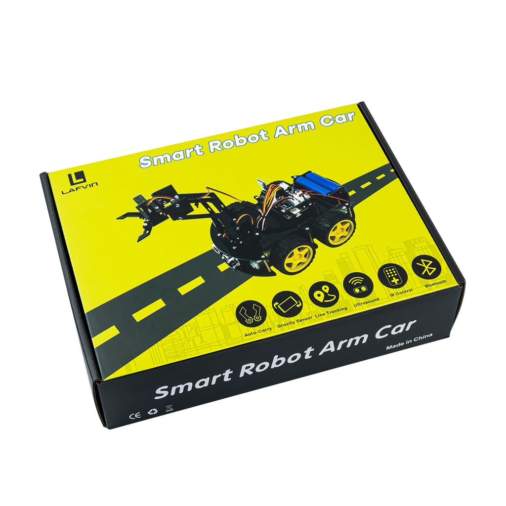 [COD] LAFVIN 2-in-1 รถยนต์หุ่นยนต์ 4WD + แขนกล ชุดเรียนรู้ Arduino UNO R3 รองรับ Bluetooth