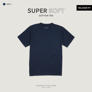 เสื้อยืดสีขาวTWENTYSECOND เสื้อยืดแขนสั้น รุ่น Super Soft Cotton Tee - สีกรม / Navy