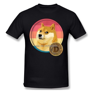 เสื้อยืดผ้าฝ้ายพิมพ์ลายขายดี เสื้อยืด พิมพ์ลายสกุลเงินดิจิทัล Doge Dogecoin Bitcoin สไตล์วินเทจ ฮาราจูกุ สําหรับผู้ชาย