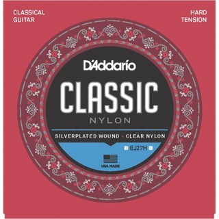 สายกีต้าไนล่อน สำหรับกีต้าคลาสสิค   DAddario Hard Tension Acoustic Classical Nylon Guitar String  EJ27H EJ27N